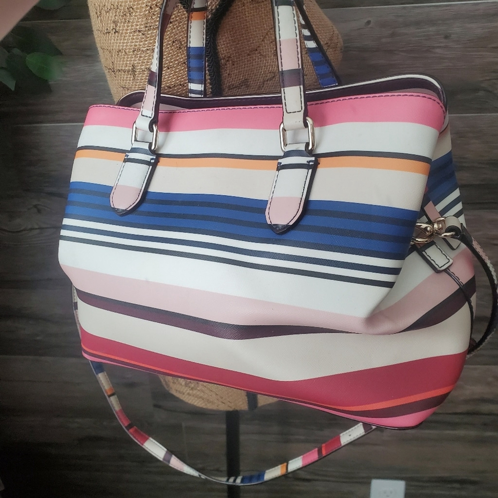 Kate Spade Laurel Way Berber Stripe Pink Tote Crossbody - Picture 6 of 14